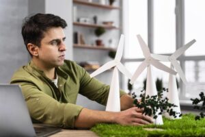 Nella foto, un progettista per l'energia sostenibile.